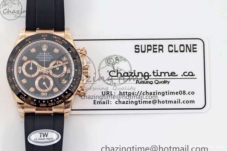 Good Copy Rolex Watches Strap TWF 904L 2416 Diamonds RG on 116515 A  Steel Best HighQuality RG Black Dial Daytona Edition Oysterflex 1:1 0114